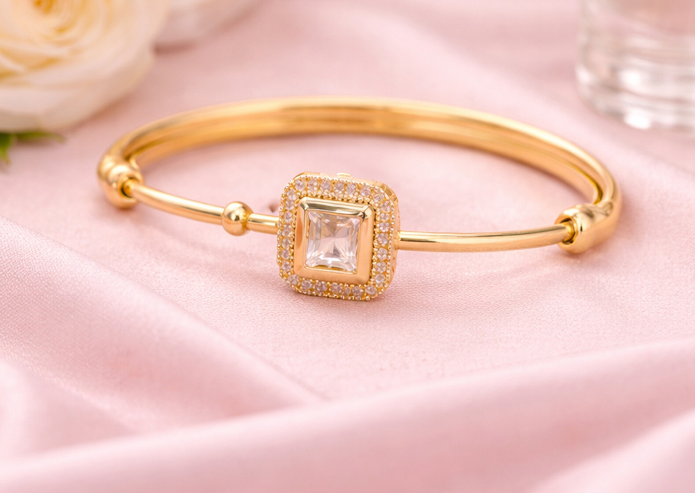Alankara Royal Crystal Square Gold Bangle