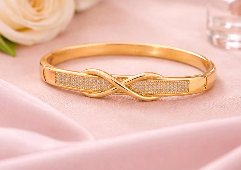 Alankara Infinity Sparkle Gold Bangle