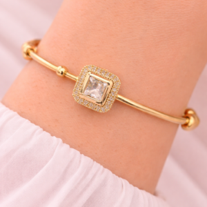 Alankara Royal Crystal Square Gold Bangle