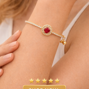 Alankara Elegant Ruby Charm Gold Bracelet