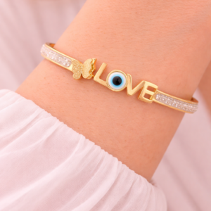 Alankara Love Charm Evil Eye Gold Bangle