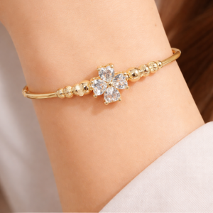 Alankara Golden Bloom Crystal Flower Bracelet