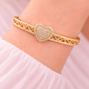 Alankara Heart Sparkle Love Gold Bangle