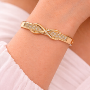 Alankara Infinity Sparkle Gold Bangle